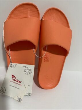 Archie’s Women's Arch Support Slides in Coral Orange Women’s Size 5
